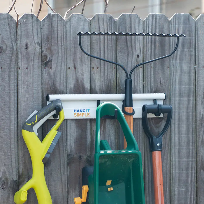 Hang It Simple 18in Wall-Mounted Storage System with Adjustable Hooks – Heavy-Duty Organizer for Tools, Brooms – Ideal for Garages & More
