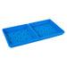 Pair of blue slotted plastic trays for seed starting, microgreens, and sprouts.