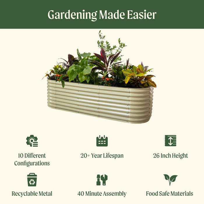 26" Tall 10 In 1 Jumbo Modular Metal Raised Garden Bed Kit
