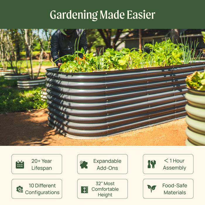 32" Extra Tall 10 In 1 Jumbo Modular Metal Raised Garden Bed Kit