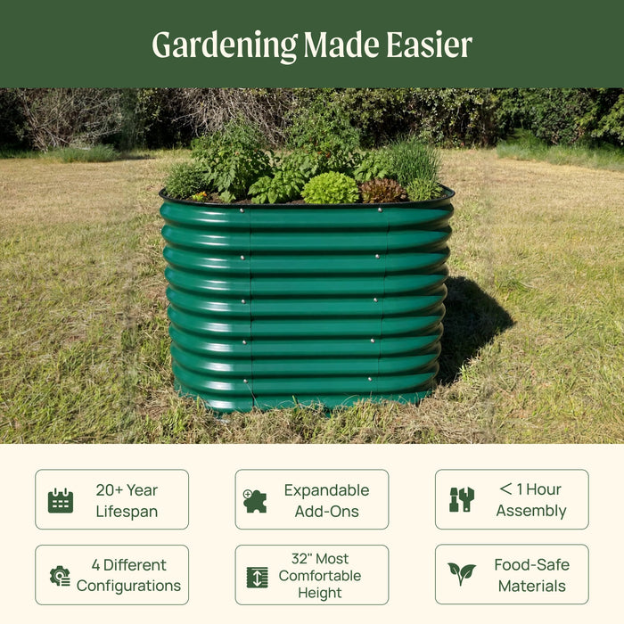 32" Extra Tall 4 In 1 Small Modular Metal Raised Garden Bed Kit