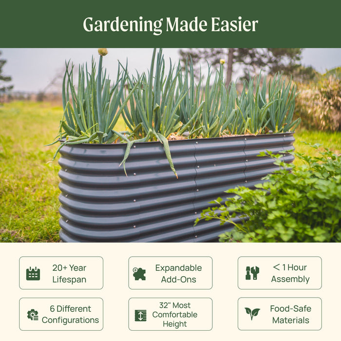 32" Extra Tall 6 In 1 Medium Modular Metal Raised Garden Bed Kit