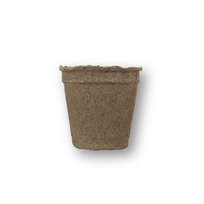 Brown biodegradable seed starting pot. Eco-friendly peat pot for plant propagation and gardening.