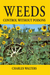 "Weeds Control Without Poisons" book cover. Wildflowers, old tractor in a natural field. Organic weed management.