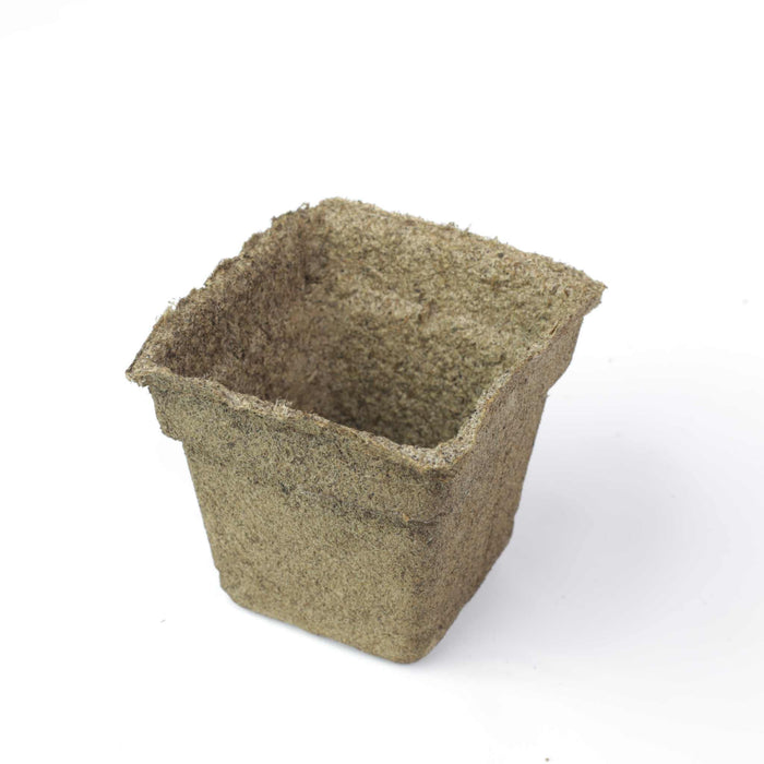 Square biodegradable peat pot for seed starting. Eco-friendly plant pot for seedlings and gardening.