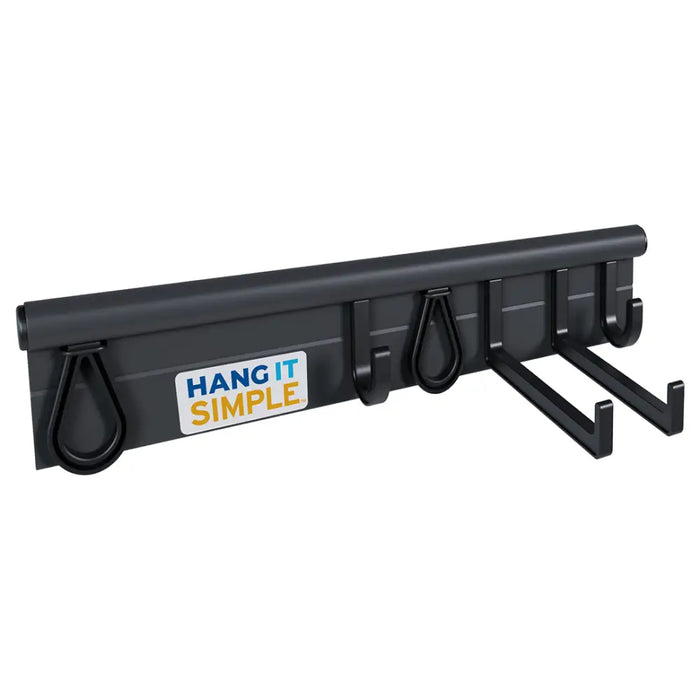 Hang It Simple 18in Wall-Mounted Storage System with Adjustable Hooks – Heavy-Duty Organizer for Tools, Brooms – Ideal for Garages & More