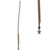 Brown drip irrigation stake with micro sprayer, black tubing, and blue nozzle for precise garden watering.