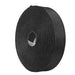 Black woven webbing roll, durable heavy-duty strap.