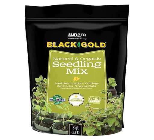 Sungro Black Gold Natural & Organic Seedling Mix, 8 qt. Ideal for seed germination, cuttings, cell packs, and flats. OMRI listed.