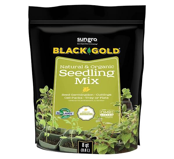 Sungro Black Gold Natural & Organic Seedling Mix, 8 qt. Ideal for seed germination, cuttings, cell packs, and flats. OMRI listed.