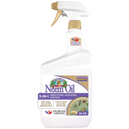 Captain Jack's Bonide Neem Oil 3-in-1 organic insecticide, fungicide, miticide spray for pest control, 32 oz.