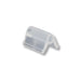 Clear plastic angled mounting clip for LED light strips, display panels, or glass.
