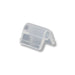 Clear plastic corner display clip with hole. Ideal for retail shelf edge signs, price tags, or product information.