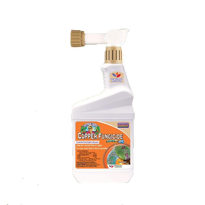 Bonide Captain Jack's Copper Fungicide spray. Organic garden disease control for roses, fruits, vegetables.