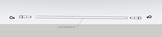 Locally supplied top rail with end fittings and R-clips, suitable for fence, gate, or balustrade systems.
