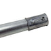 Galvanized 3/4" electrical conduit pipe connected to a UL-listed set-screw coupler. Metal EMT/rigid fitting.