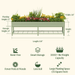 Green elevated metal garden bed with colorful flowers, 120"L x 30"W x 32"H, and lower storage shelf.