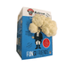 Fluffy white Lion's Mane mushroom growing from a Fungi Friends gourmet mushroom kit box. Easy, ready-to-grow kit.