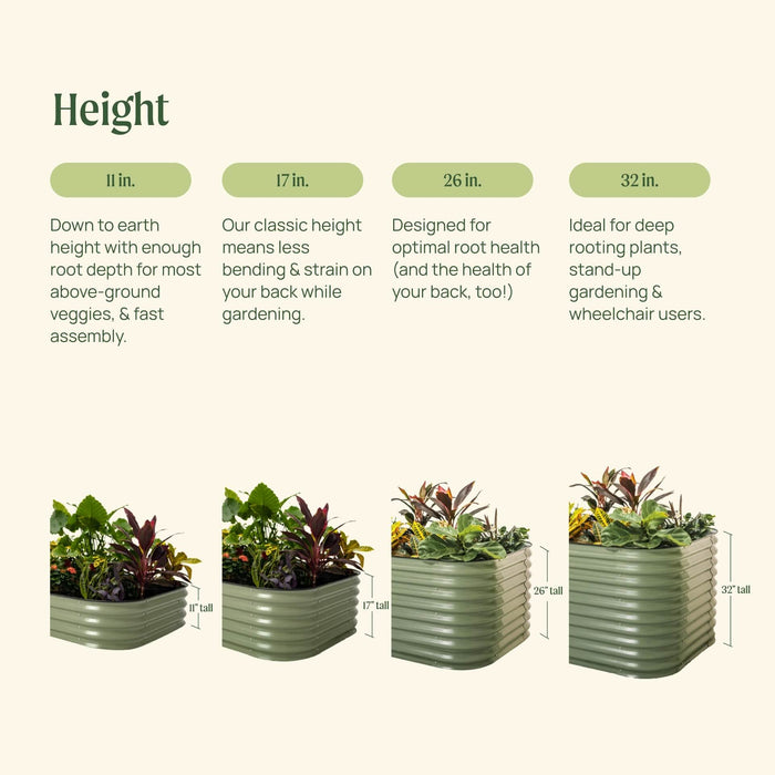 11" Tall 4 In 1 Small Modular Metal Raised Garden Bed Kit