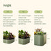 Green metal raised garden beds: 11", 17", and 32" tall. Ideal for veggies, stand-up, & accessible gardening.