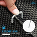 U-shaped landscape fabric pins pressed into black geotextile weed barrier. Angled tip ensures effortless, stable support.
