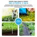 U-shaped landscape staples shown in multiple uses: securing pet fencing, weed barriers, irrigation tubing, sod, and geotextile fabric.