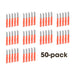 50-pack utility knives with bright orange handles and silver blades.