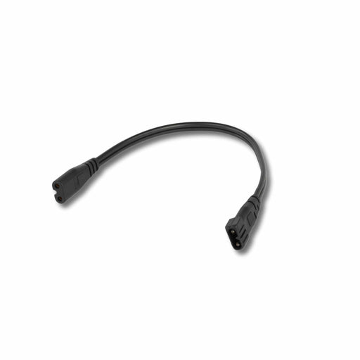 Black IEC C7 male to C8 female power adapter cable, 2-pin figure 8 connector cord.