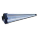 Long aluminum LED light fixture with black end caps, featuring a row of yellow chips. Bright, energy-efficient lighting.