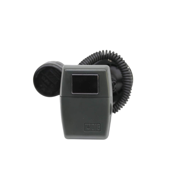 DIG irrigation timer with digital display and coiled cable for automatic garden watering.