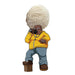Cartoon rapper with fluffy rice head, yellow hoodie, singing into microphone. Hip hop character.