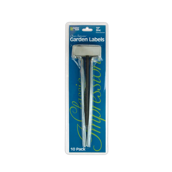 Luster Leaf Classic Impressions 10" zinc garden labels, 10 pack, includes carbon pencil.