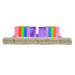 Colorful rainbow plant pots and coco coir growing mats for seeds or microgreens.