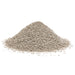Light grey granular material mound. Small absorbent pellets for cat litter, drainage, or industrial use.