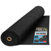 Black non-woven geotextile fabric roll, 50-year, 6oz heavy-duty weed barrier for landscaping and construction.