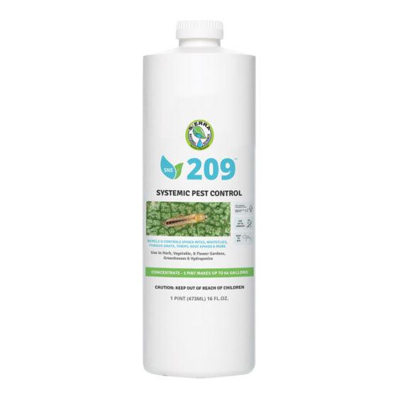 SNS 209 Systemic Pest Control. Controls spider mites, whiteflies, thrips, fungus gnats for garden, greenhouse, hydroponics.