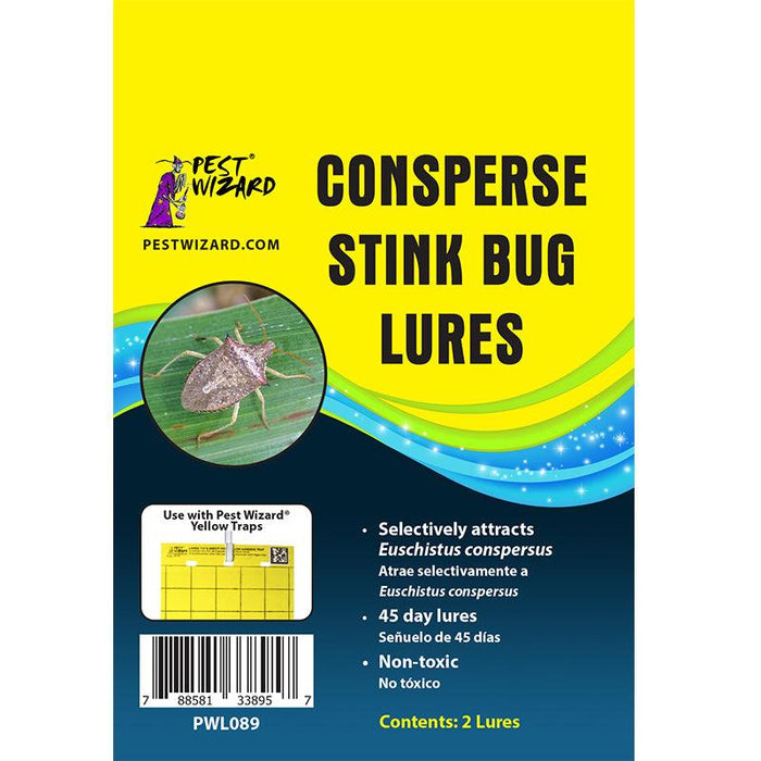 Pest Wizard Consperse Stink Bug Lures. Non-toxic, 45-day attractant for Euschistus conspersus, used with yellow traps.