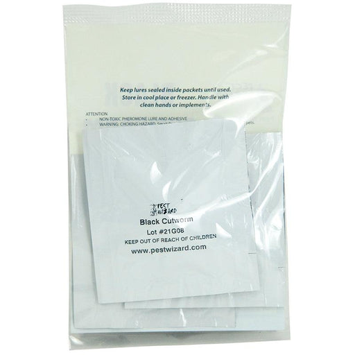 Pest Wizard Black Cutworm pheromone lure packets. Non-toxic insect trap for garden pest control.