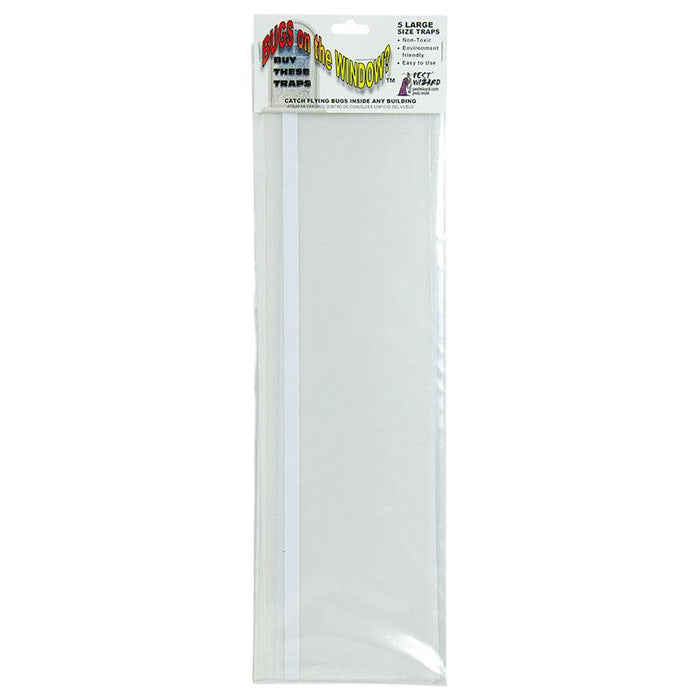 "Bugs on the Window" 5 large non-toxic sticky window traps for catching flying insects indoors.