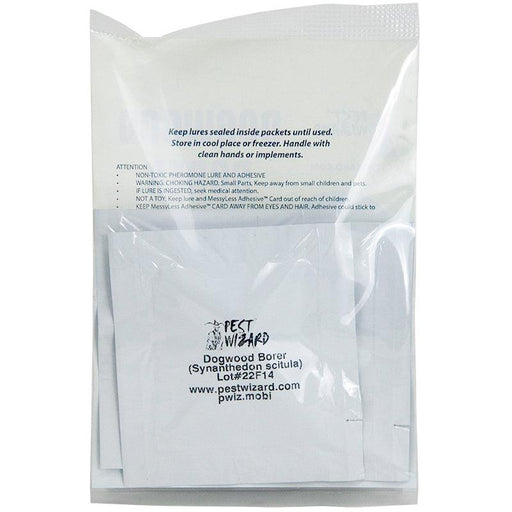 Pest Wizard Dogwood Borer pheromone lure & adhesive trap packets. Pest control for Synanthedon scitula.