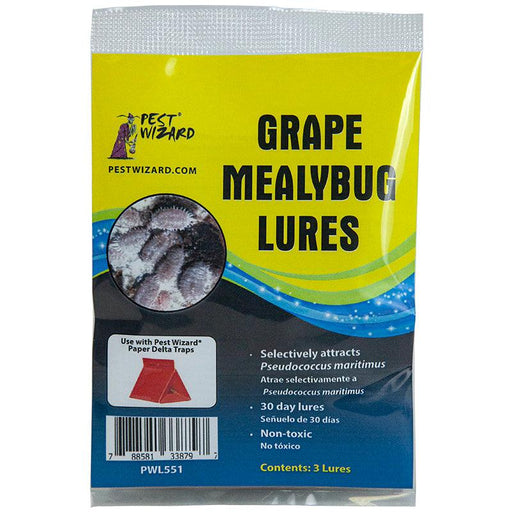 Pest Wizard Grape Mealybug Lures for Pseudococcus maritimus. Non-toxic pest control, 3 lures for delta traps.