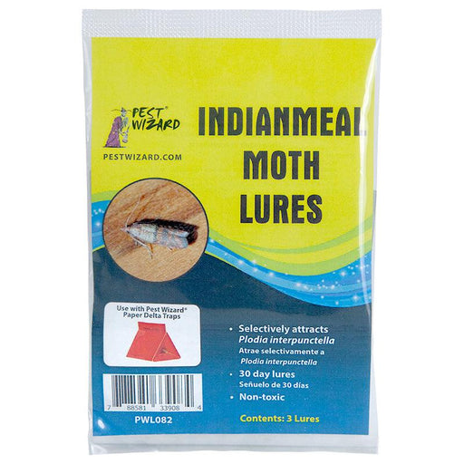Pest Wizard Indianmeal moth lures: non-toxic 30-day pheromone attractants for Plodia interpunctella. Use with delta traps.