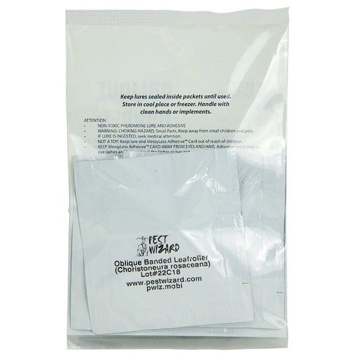 Pest Wizard pheromone lure for Oblique Banded Leafroller pest control. Non-toxic, sealed packet.