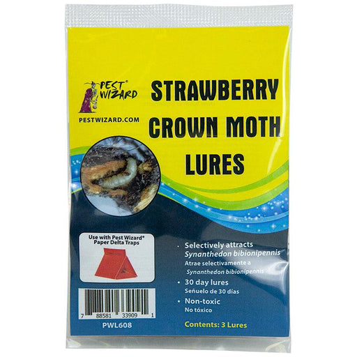 Pest Wizard Strawberry Crown Moth Lures, 3 non-toxic 30-day pheromone traps for Synanthedon bibionipennis.