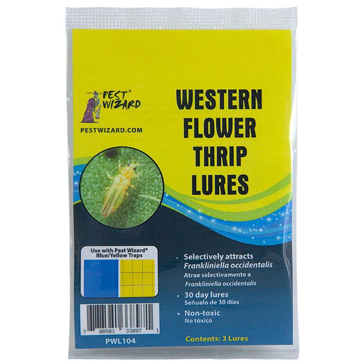 Pest Wizard Western Flower Thrip Lures, 30-day non-toxic insect attractants for pest control. Targets Frankliniella occidentalis.