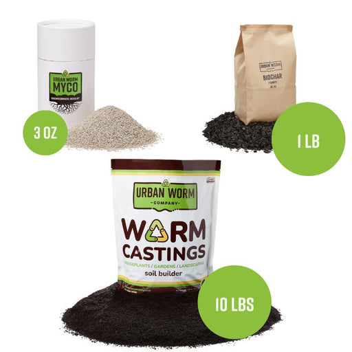 Urban Worm Myco, Biochar, & Worm Castings. Organic soil amendments for healthy plants & gardens. 3oz, 1lb, 10lbs.