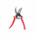 Red handle bypass pruning shears with sharp steel blades, ideal for garden trimming and plant maintenance.