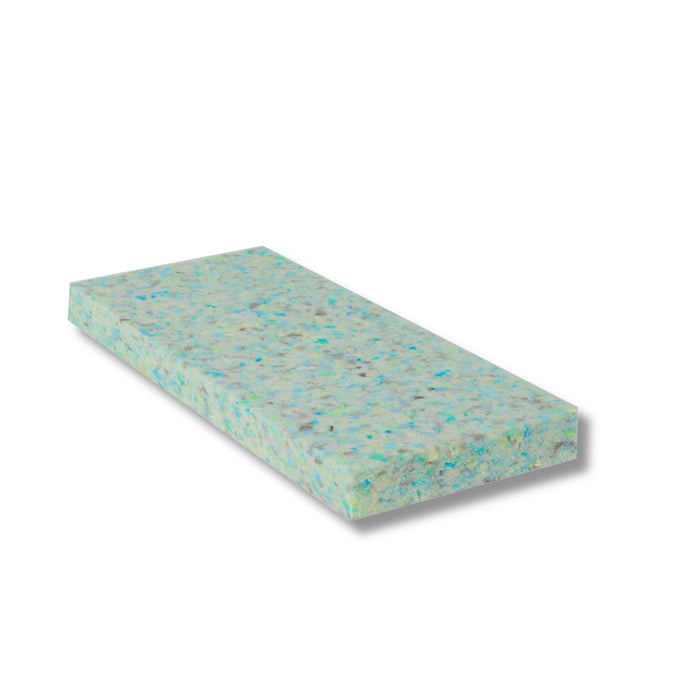 Speckled rebonded foam sheet, light colors. Suitable for upholstery, carpet underlay, sound insulation.