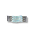 Iridescent blue-green-purple wavy bracelet with brushed silver metal clasp.
