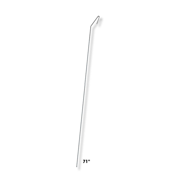 71-inch gray drapery wand with hook, ideal for tall curtains and traverse rods.